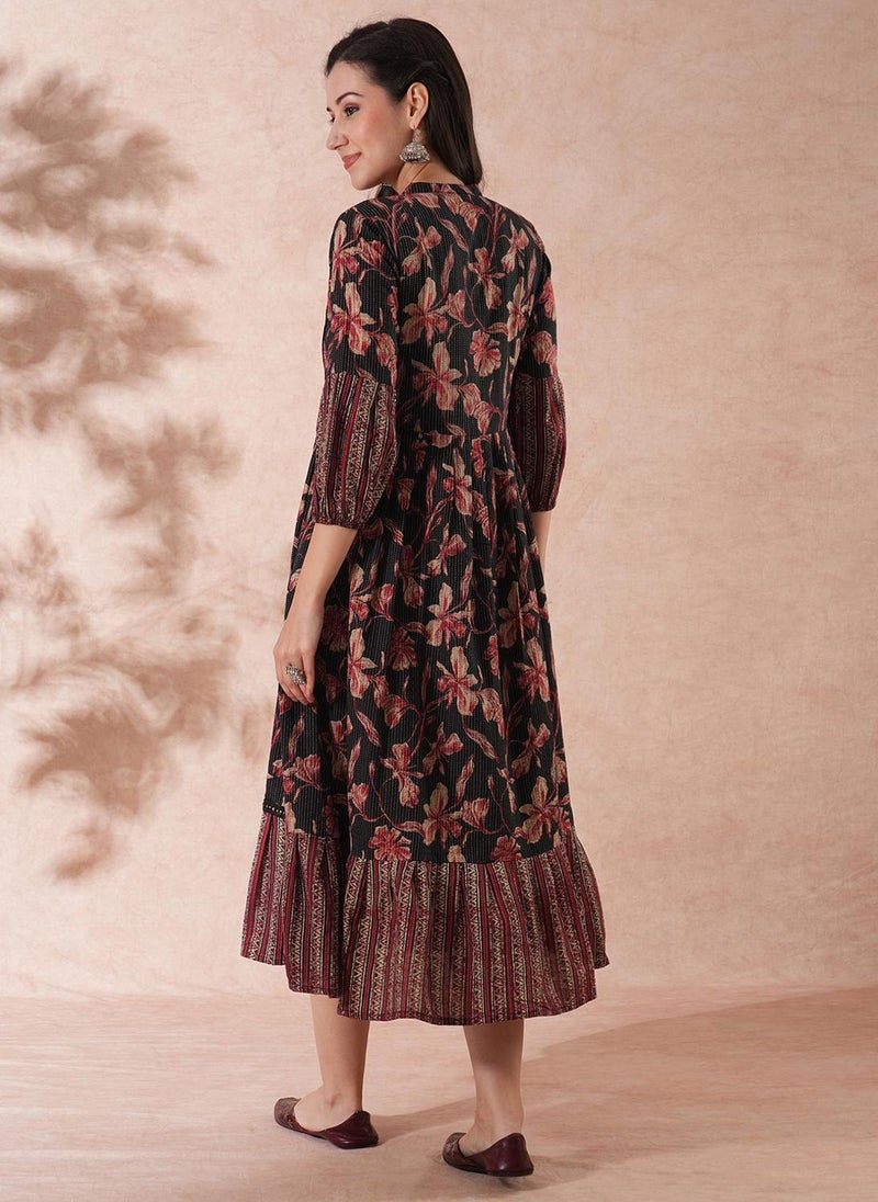 Globus Women Floral Printed A-Line Cotton Workwear Dresses - Image 4